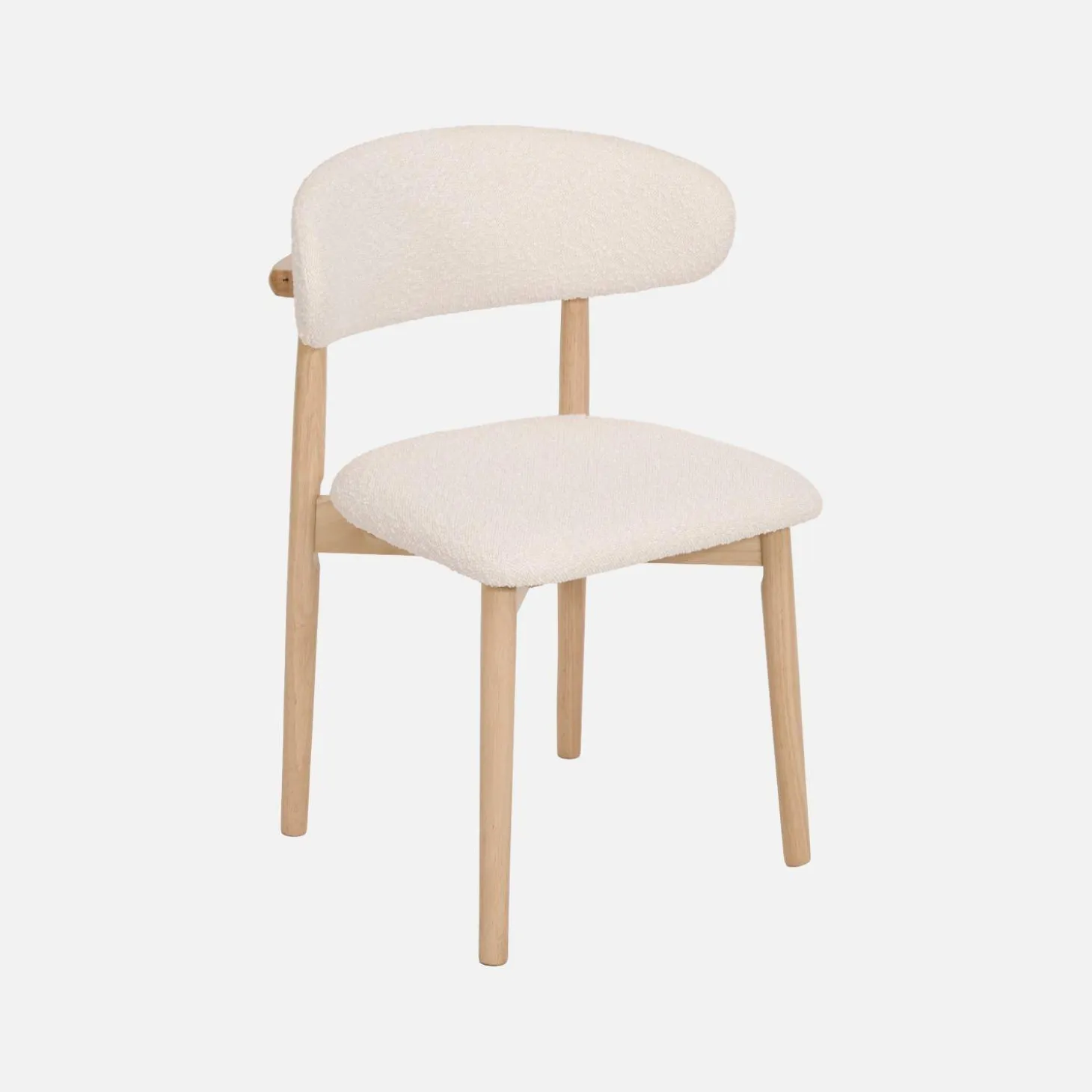 Stoelen rubberhout en bouclé bekleding (set van 2)