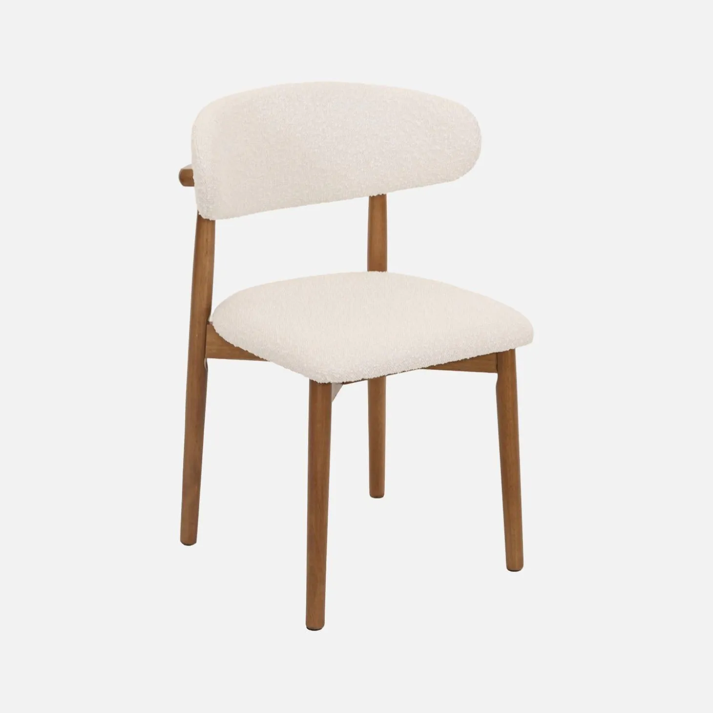 Stoelen rubberhout en bouclé bekleding (set van 2)