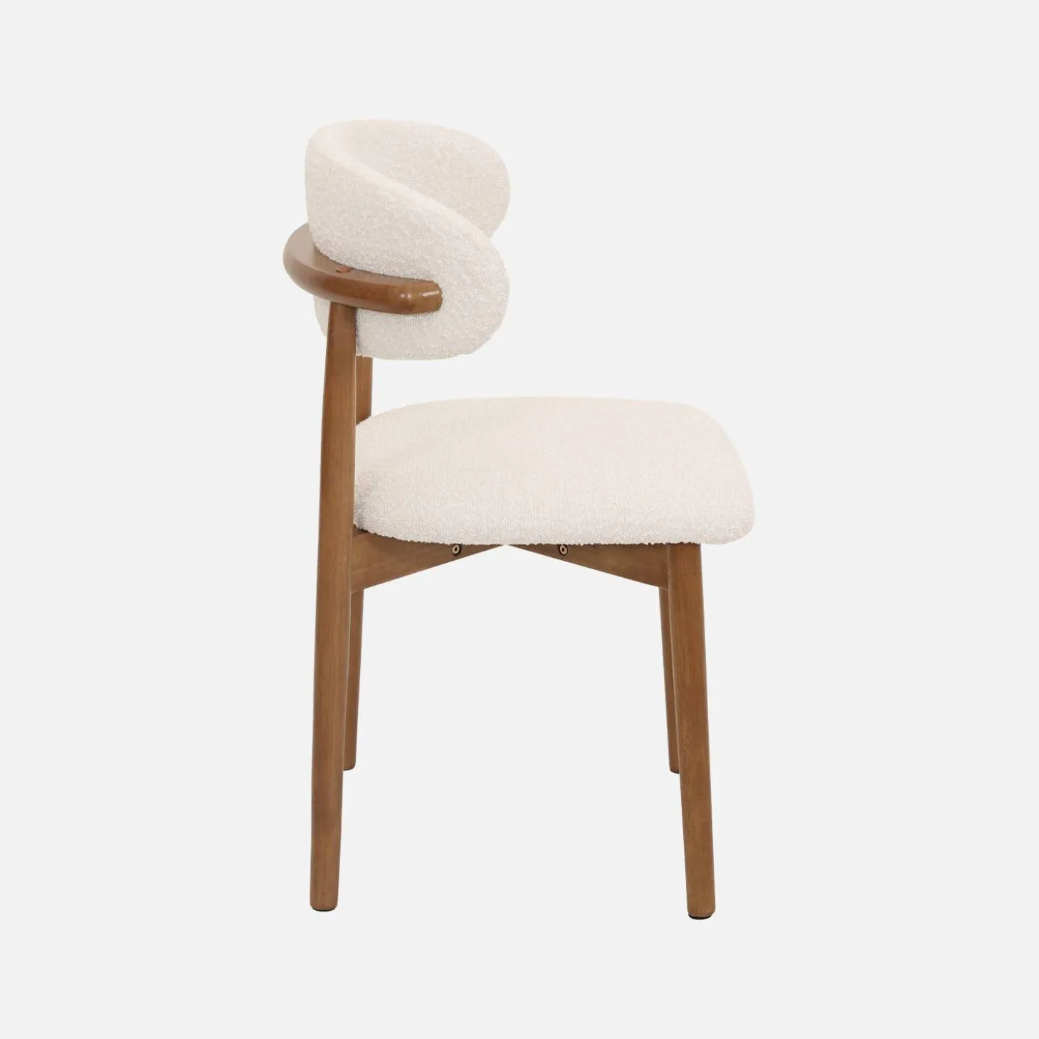 Stoelen rubberhout en bouclé bekleding (set van 2)