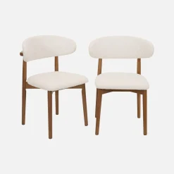 Stoelen rubberhout en bouclé bekleding (set van 2)