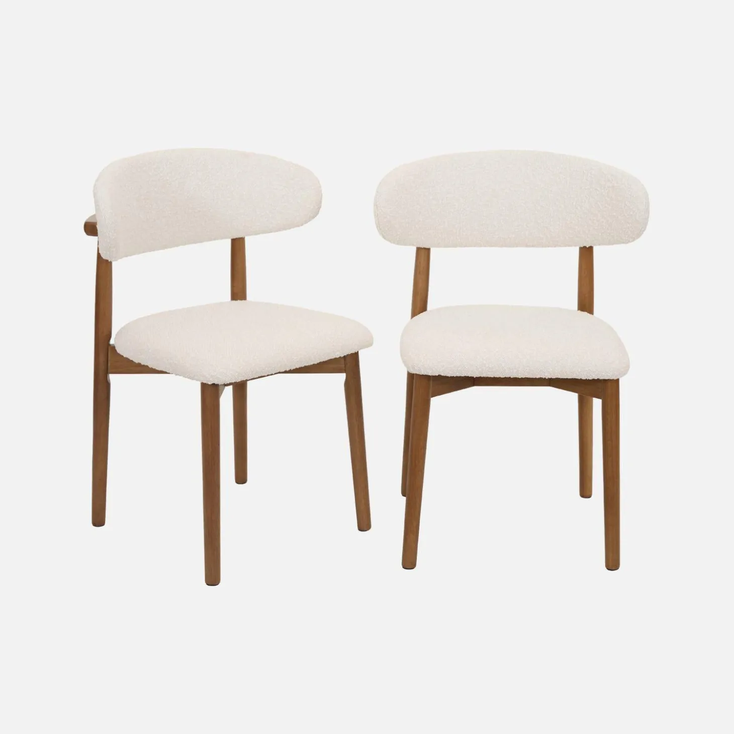Stoelen rubberhout en bouclé bekleding (set van 2)