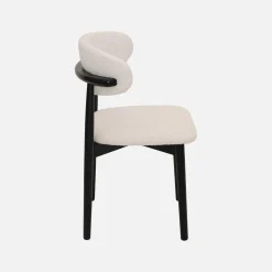 Stoelen rubberhout en bouclé bekleding (set van 2)