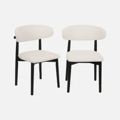 Stoelen rubberhout en bouclé bekleding (set van 2)