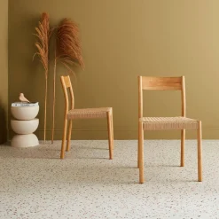 Stoelen rubberhout en touw (set van 2)