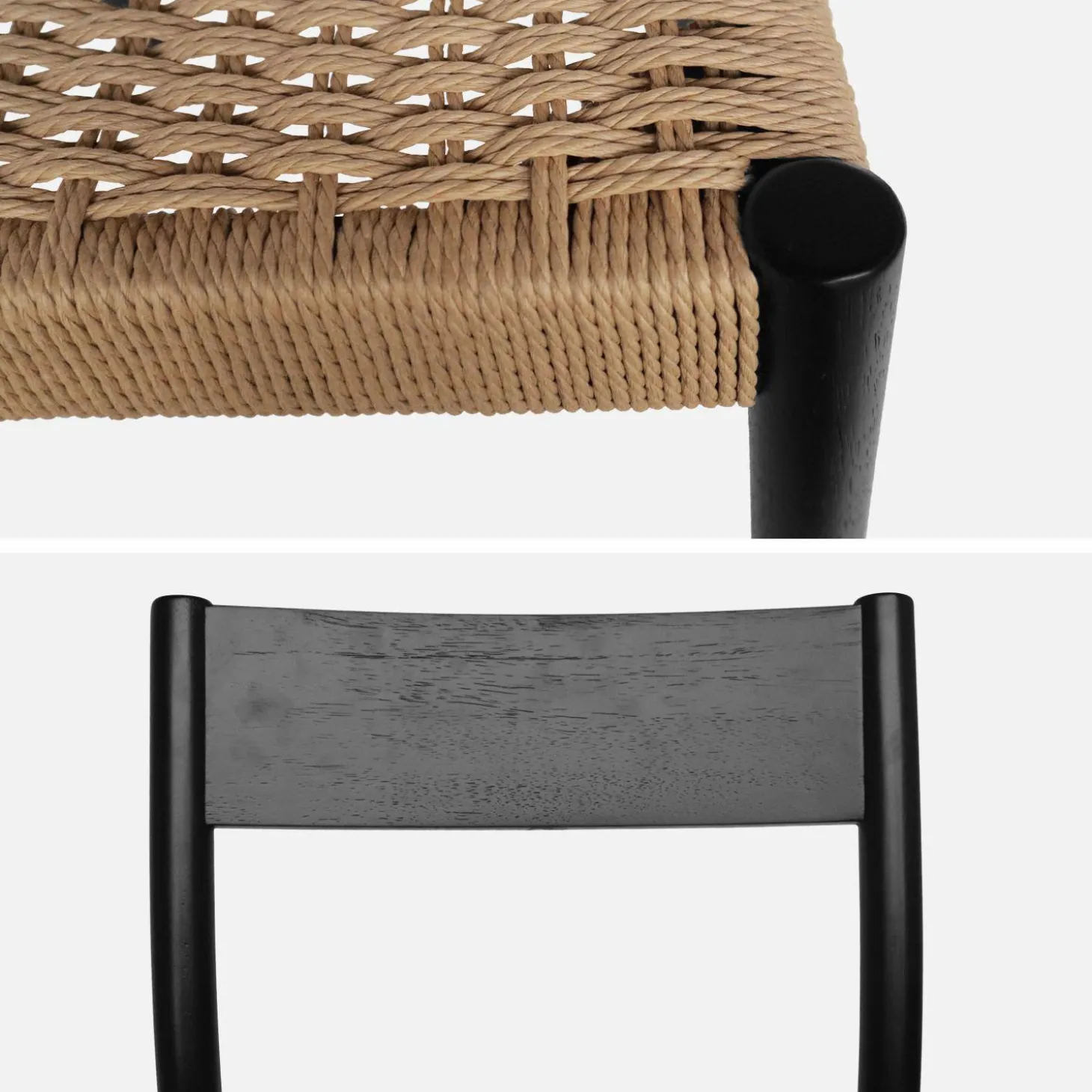 Stoelen rubberhout en touw (set van 2)