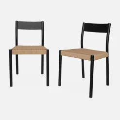 Stoelen rubberhout en touw (set van 2)