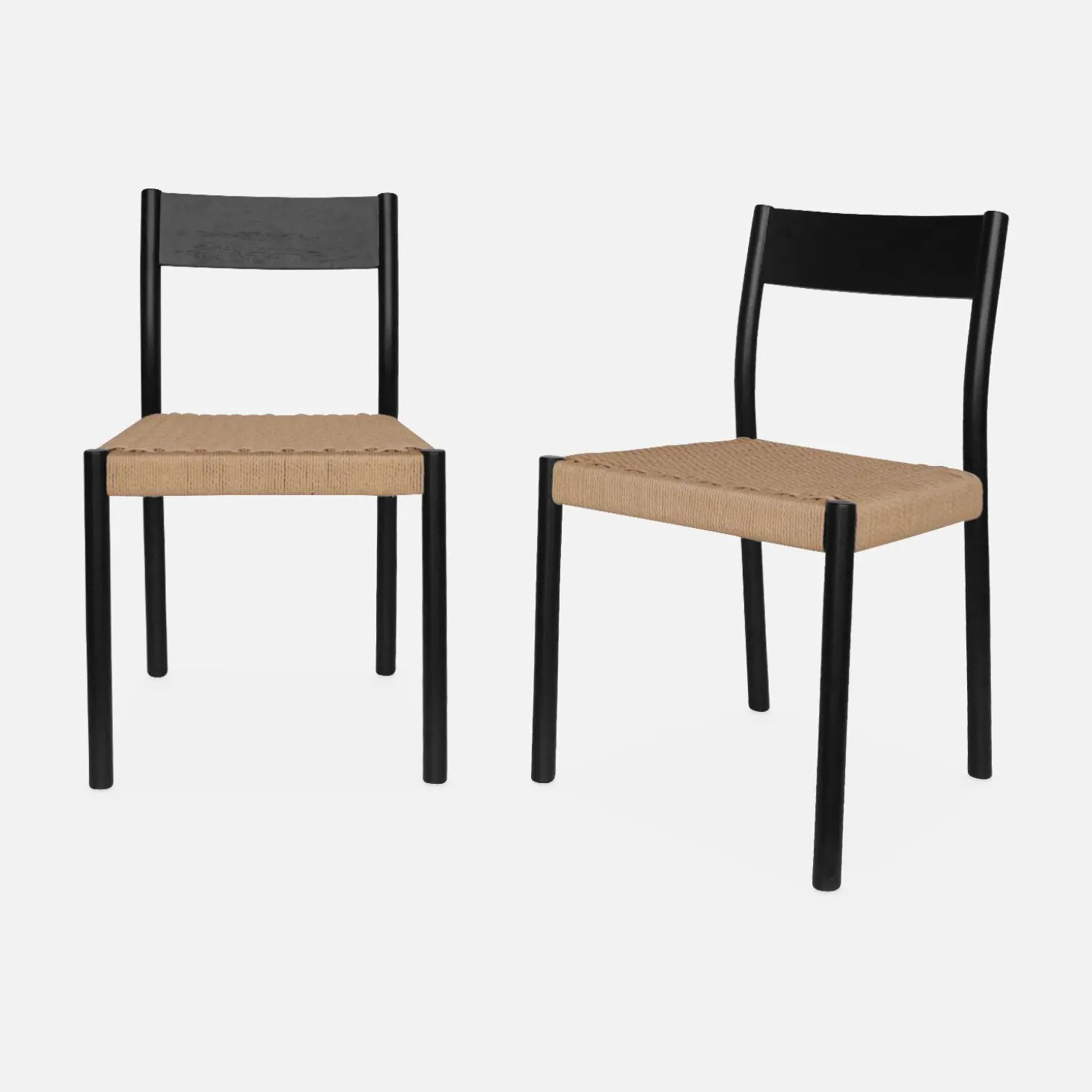 Stoelen rubberhout en touw (set van 2)