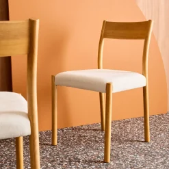 Stoelen van rubberhout en stof (set van 2)