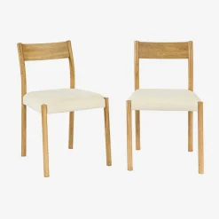 Stoelen van rubberhout en stof (set van 2)
