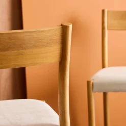 Stoelen van rubberhout en stof (set van 2)