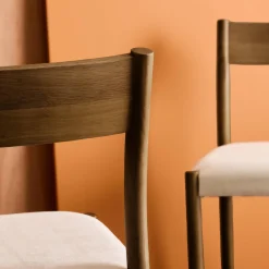 Stoelen van rubberhout en stof (set van 2)