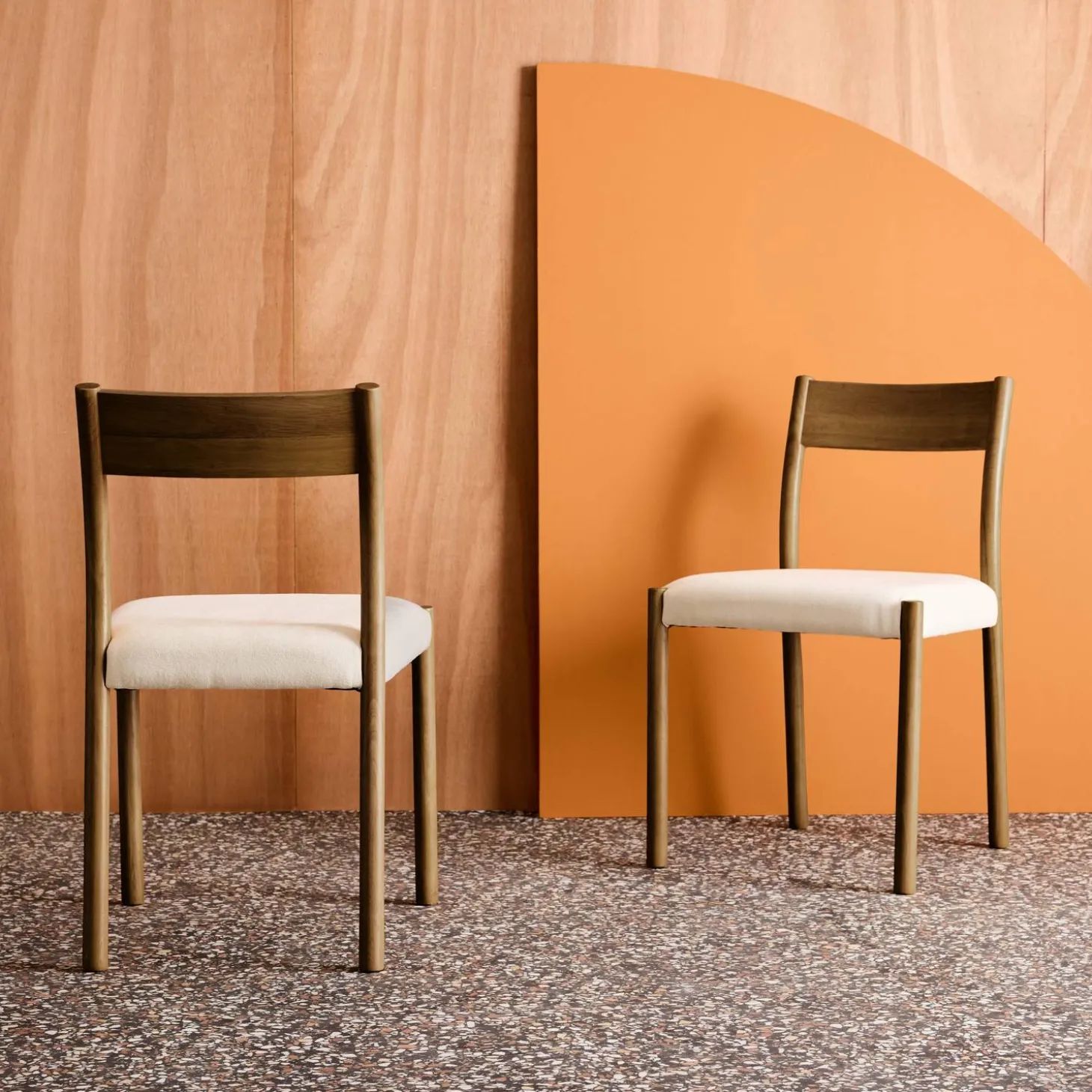 Stoelen van rubberhout en stof (set van 2)