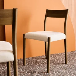 Stoelen van rubberhout en stof (set van 2)