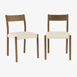 Stoelen van rubberhout en stof (set van 2)