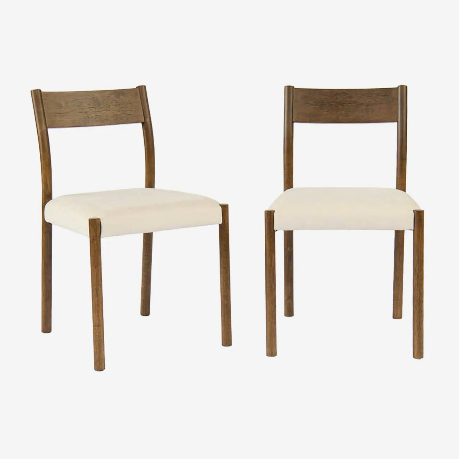 Stoelen van rubberhout en stof (set van 2)