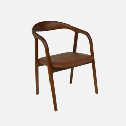Stoelen vintage rubberhout en kunstleer (set van 2)