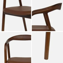 Stoelen vintage rubberhout en kunstleer (set van 2)