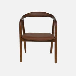Stoelen vintage rubberhout en kunstleer (set van 2)