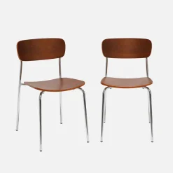 Stoel metaal en multiplex vintage (set van 2)