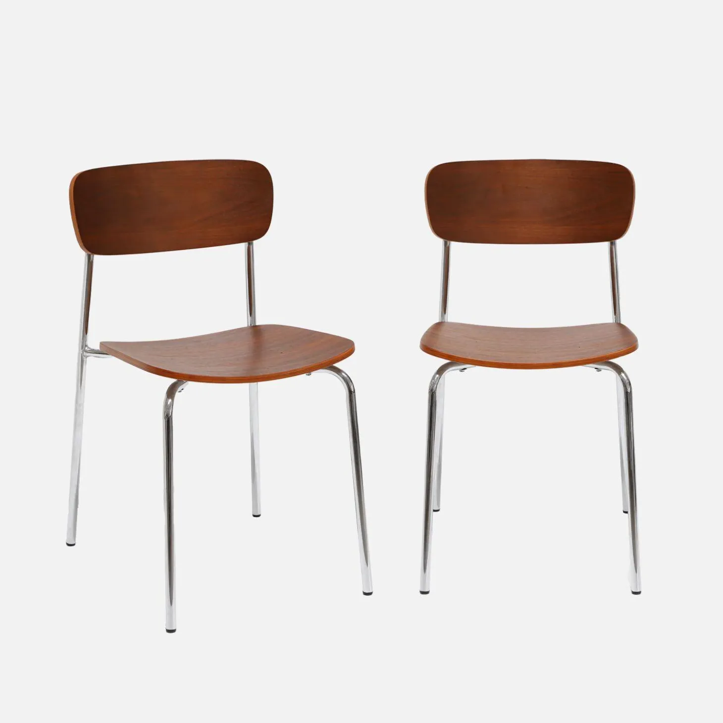 Stoel metaal en multiplex vintage (set van 2)