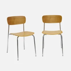 Stoel metaal en multiplex vintage (set van 2)