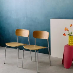 Stoel metaal en multiplex vintage (set van 2)