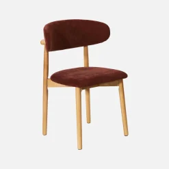 Stoel naturelkleurig rubberhout en chenille stof (set van 2)