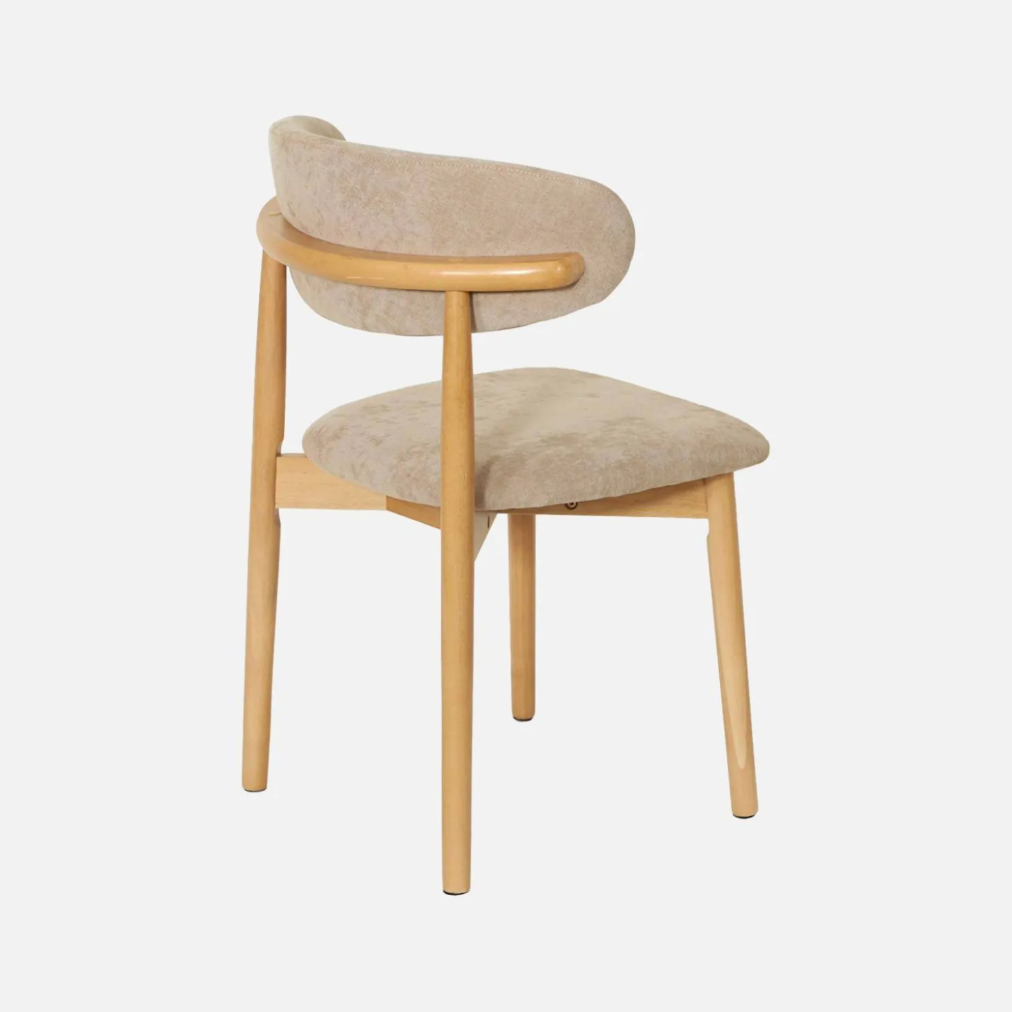 Stoel naturelkleurig rubberhout en chenille stof (set van 2)