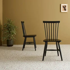 Stoel natuurlijk rubberhout, set van 2