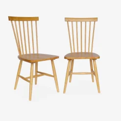 Stoel natuurlijk rubberhout, set van 2