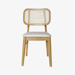 Stoel van eikenkleurig hout en rotan (set van 2)