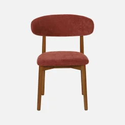 Stoel walnootkleurig rubberhout en chenille stof (set van 2)