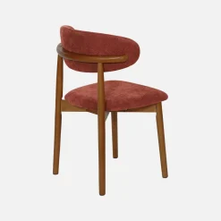 Stoel walnootkleurig rubberhout en chenille stof (set van 2)