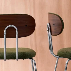 Stoel waterafstotende stof, chrome metalen poten (set van 2)