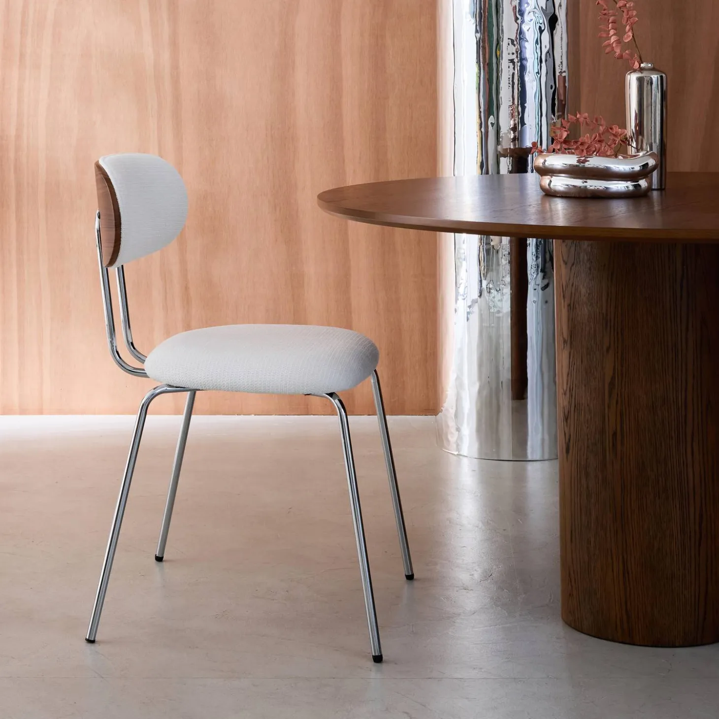 Stoel waterafstotende stof, chrome metalen poten (set van 2)