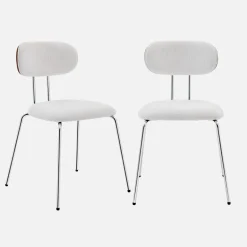 Stoel waterafstotende stof, chrome metalen poten (set van 2)