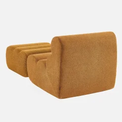 Stoffen fauteuil getextureerde bouclé 1 zitplaats met voetenbankje