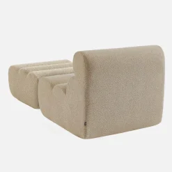 Stoffen fauteuil getextureerde bouclé 1 zitplaats met voetenbankje