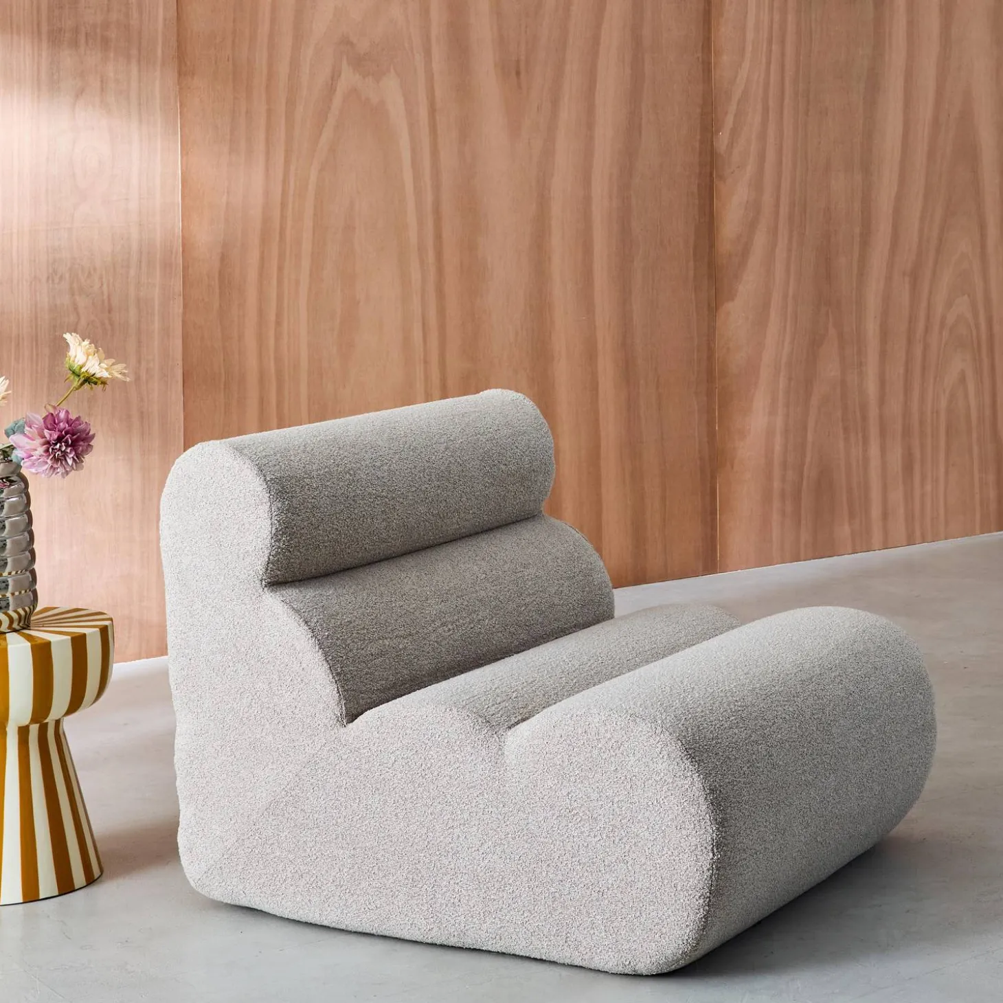 Stoffen fauteuil getextureerde bouclé 1 zitplaats