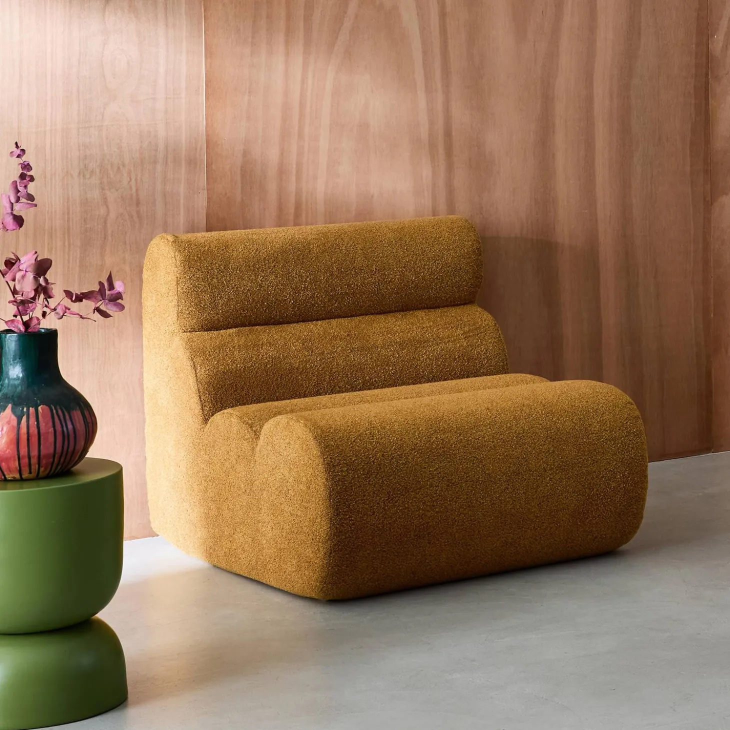 Stoffen fauteuil getextureerde bouclé 1 zitplaats