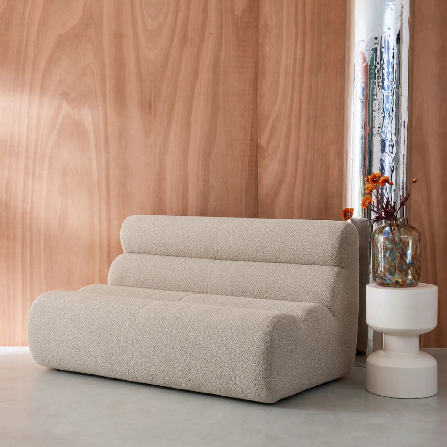 Stoffen fauteuil getextureerde bouclé 2-zits