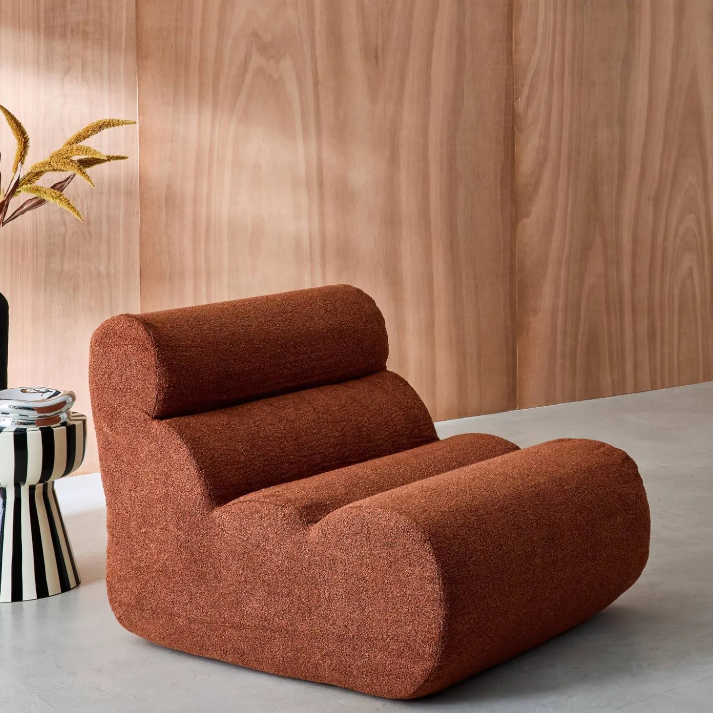 Stoffen fauteuil getextureerde bouclé 1 zitplaats