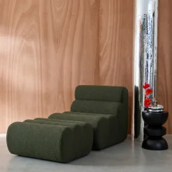 Stoffen fauteuil getextureerde bouclé 1 zitplaats met voetenbankje