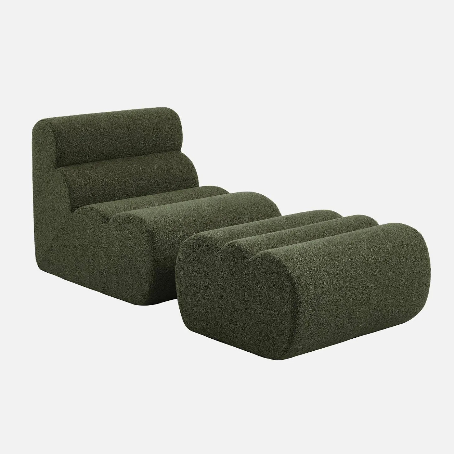 Stoffen fauteuil getextureerde bouclé 1 zitplaats met voetenbankje