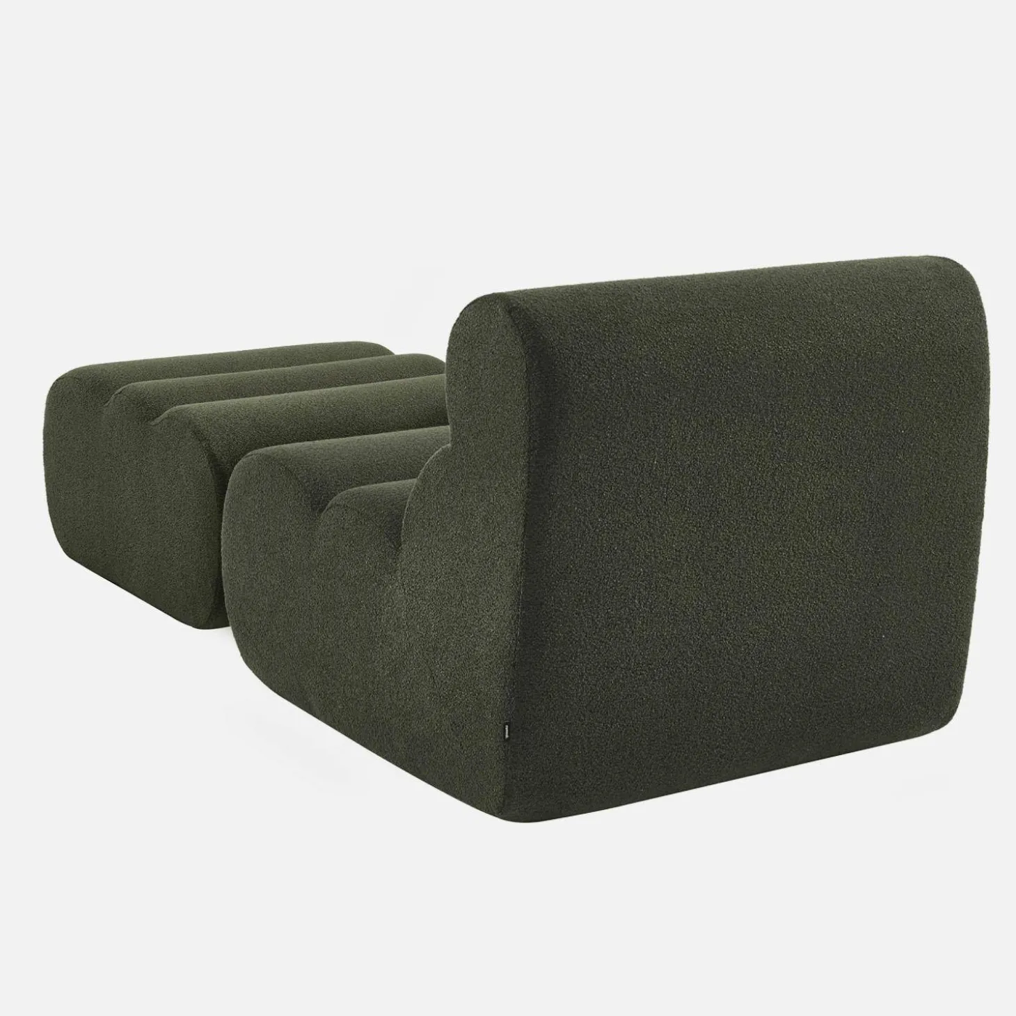 Stoffen fauteuil getextureerde bouclé 1 zitplaats met voetenbankje