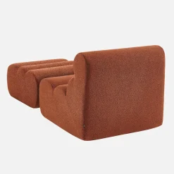Stoffen fauteuil getextureerde bouclé 1 zitplaats met voetenbankje