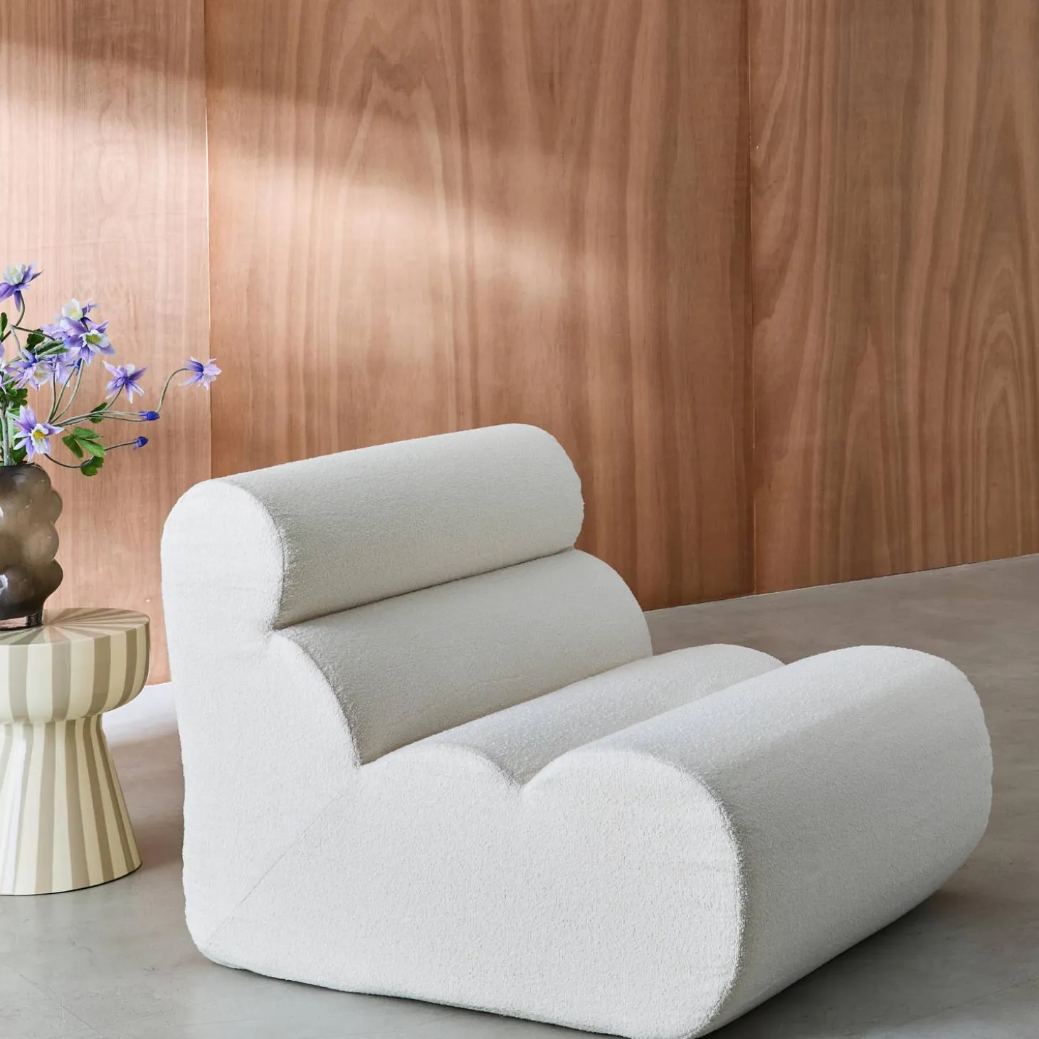 Stoffen fauteuil getextureerde bouclé 1 zitplaats