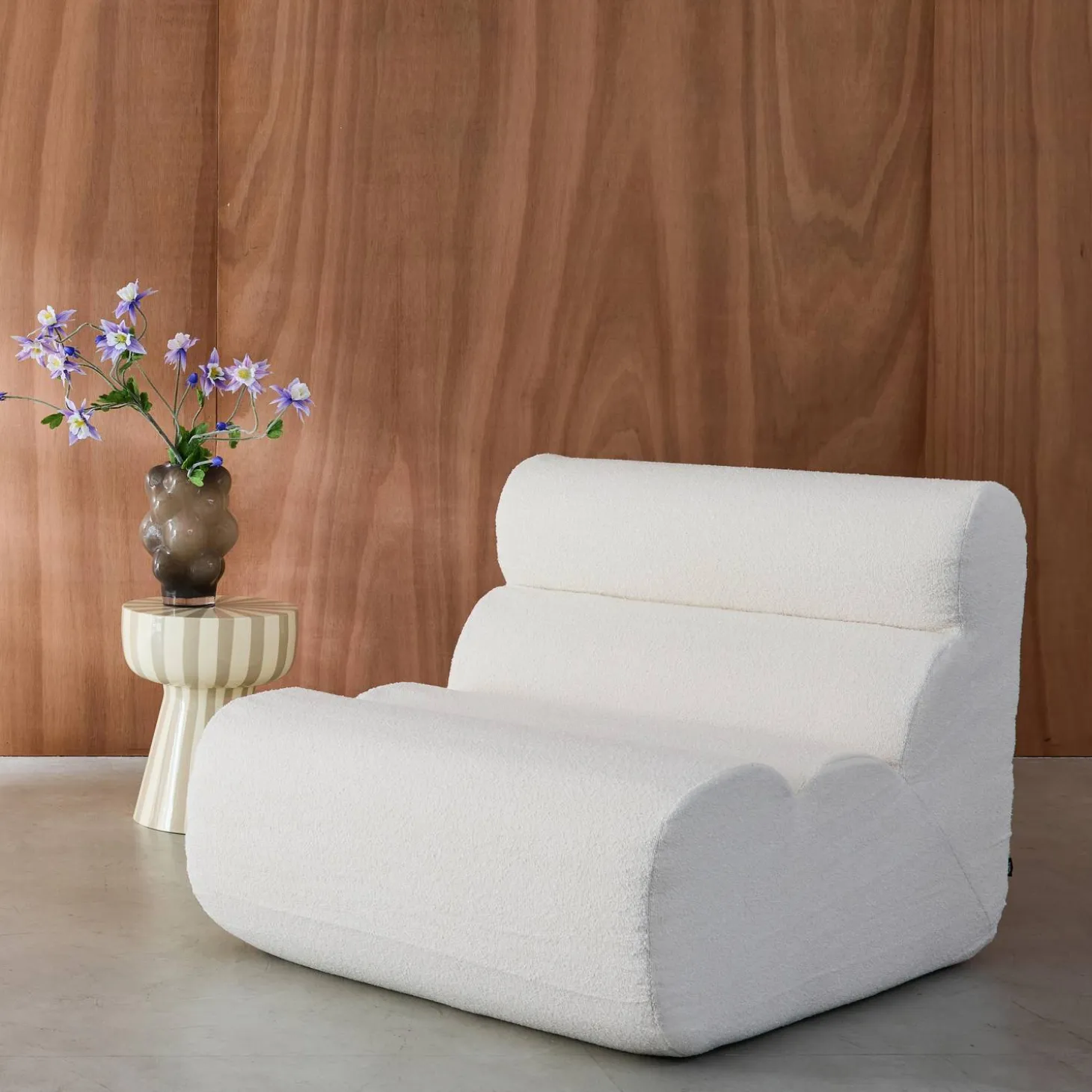 Stoffen fauteuil getextureerde bouclé 1 zitplaats
