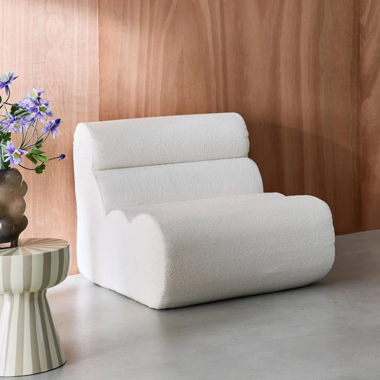 Stoffen fauteuil getextureerde bouclé 1 zitplaats