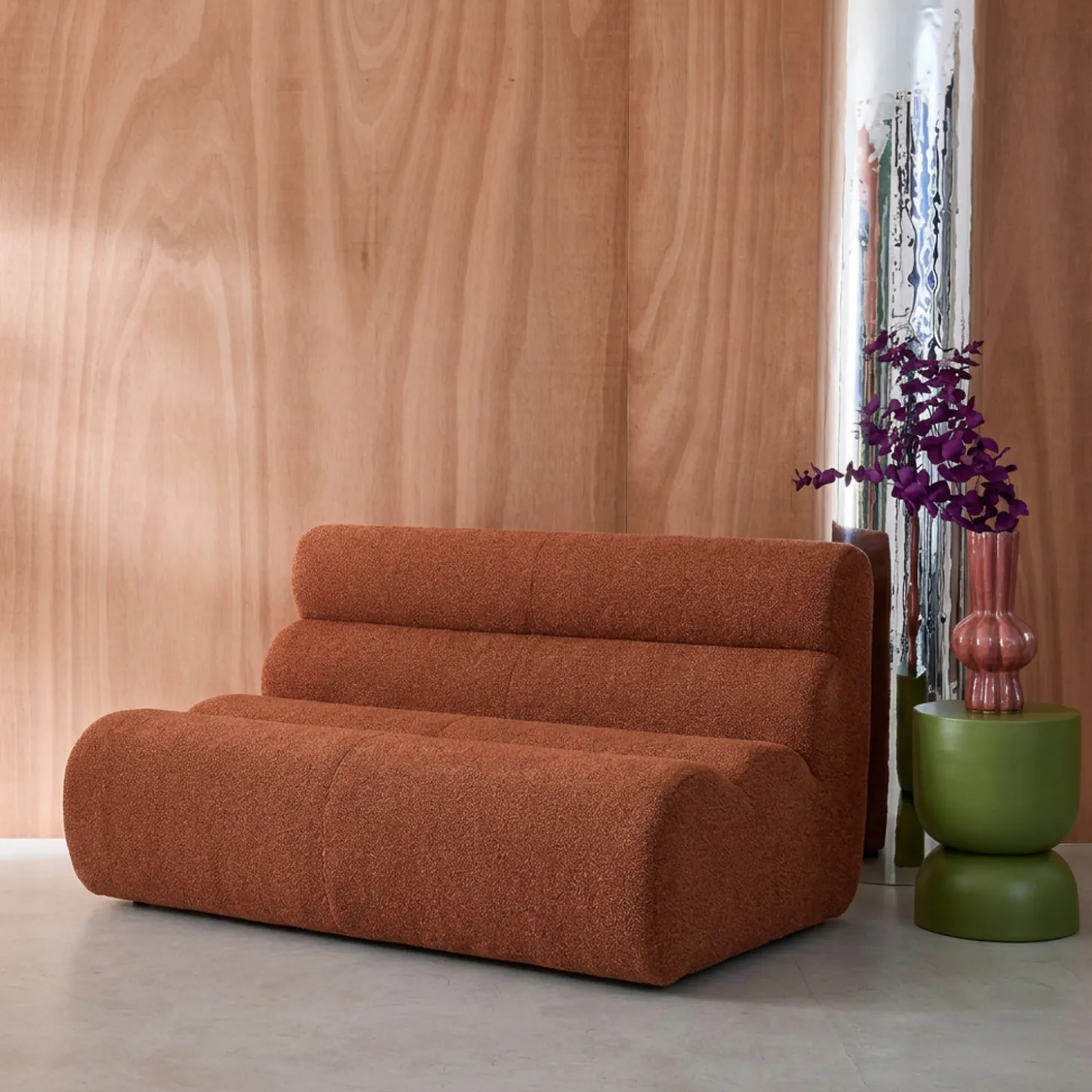 Stoffen fauteuil getextureerde bouclé 2-zits
